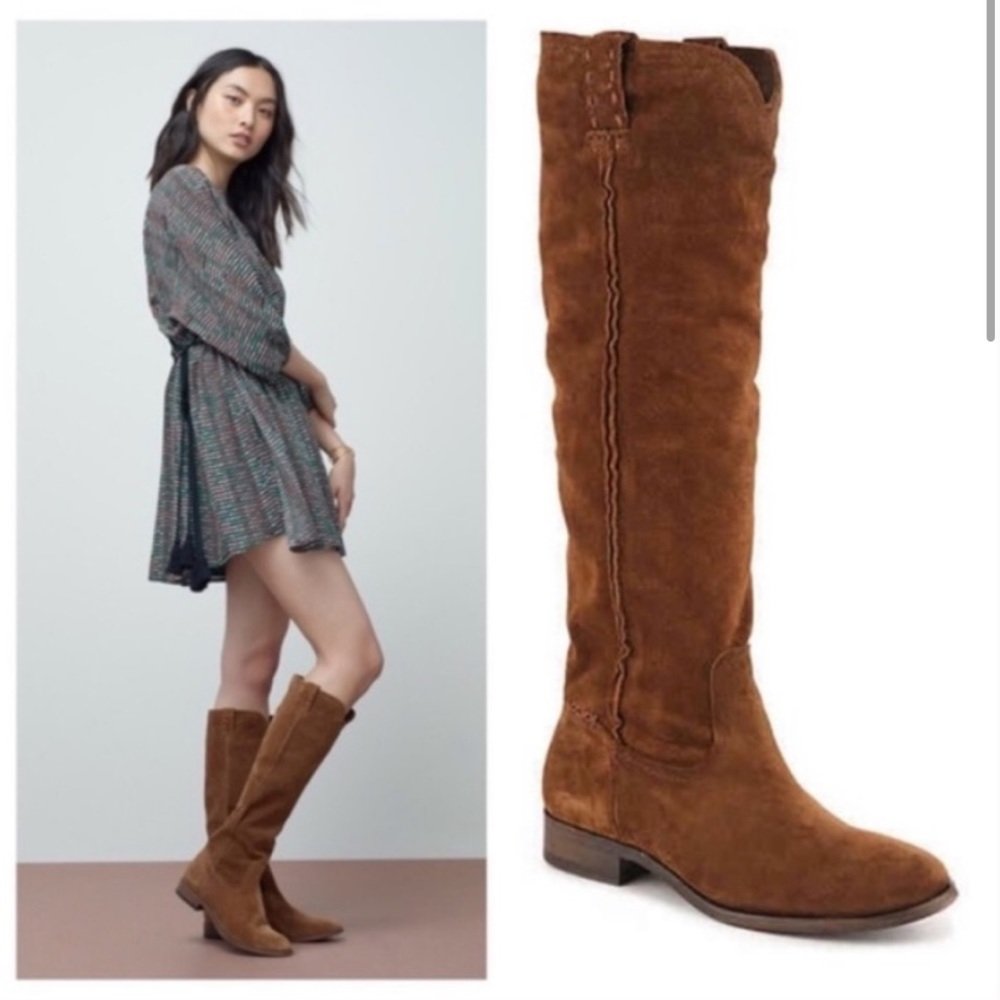 FRYE Cara Tall Suede Slouch Boot- Wood size 8.5